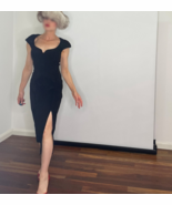 1980s Sexy Black Suede Leather Dress with Heart Neckline - €490,84 EUR