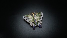 Vintage Gold Tone Enamel Butterfly Brooch Pendant Combo 4.5 x 3.2 cm - £7.93 GBP