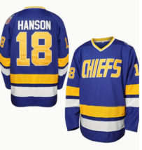 Movie Hanson Brothers 18 Jeff Hockey Jersey Charlestown Chiefs Slap Shot Sewn - £27.10 GBP