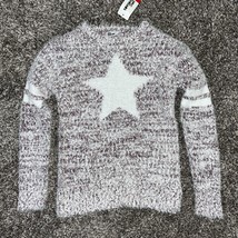 Epic Threads Sweater Girls Medium Knit Star White Burgundy Blend New With Tags - £23.57 GBP