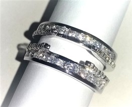 1.75Ct Simulé Diamant Solitaire Drapé Bague Garde Rehausseur Argent Plaqué Or - £96.40 GBP
