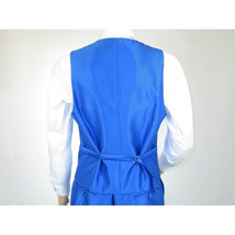 Mens Tuxedo Formal Suit ROYAL DIAMOND Slim Fit 3Pc Vested shiny Satin SL83 Blue image 7