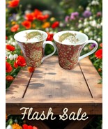 (2) 222 Fifth Avenue Latte Coffee Cups 4&quot; H - Paisley Floral Mugs - $15.68