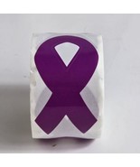 Large 3&quot; Tall Purple Ribbon Awareness Sticker Roll 250 count - $2.96