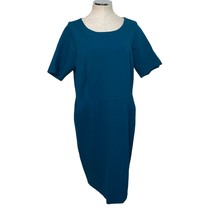 Lands&#39; End Casual Business Teacher core short sleeve dress size 18W teal blue - $37.09