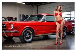 Red 1965 Ford Mustang Artist&#39;s Rendering on Premium Photo Print 8&quot; x 10&quot; - £9.34 GBP