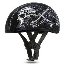 Daytona Dot Motorcycle Helmet Skull Cap W/ Skull Chain Open Face Helmet - £36.13 GBP