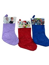 Lot of 3 Disney Christmas Stockings Frozen Marvel Mickey Mouse 16&quot; - £14.79 GBP