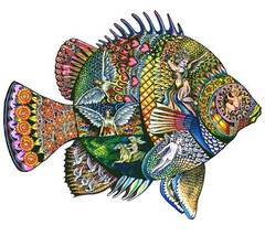 Angel Fish Shaped 323 Pieces Wooden Jigsaw Puzzle 19.2 x 15.7&quot; - £82.33 GBP