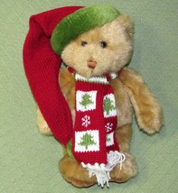 2003 Dillard&#39;s Teddy Bear Christmas 18&quot; Tan Red Green Knit Mitts Hat Plu... - £12.58 GBP