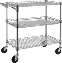Finnhomy 3 Tier Heavy Duty Commercial Grade Utility Cart, Wire Rolling Cart with - £82.25 GBP