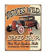 Deuces 32 Ford Wild Speed Shop Hot Rod Distressed Retro Vintage Metal Ti... - £12.57 GBP