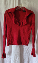 MS Sioni Shirt Red Sheer Long Sleeve Pullover Dressy Size Large Nice - £11.96 GBP