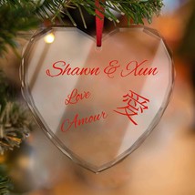 Crystal Glass Ornament - Personalizable Heart Ornament for Valentine&#39;s D... - $177.84 MXN