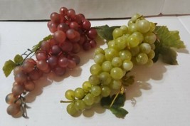 Vintage Faux Grape Clusters Green Purple Fruit Decor Bunches Plastic on Vine - £13.34 GBP