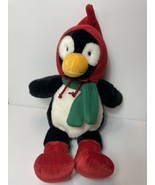 Gund SNOWFLAKE Penguin Black White 16in Plush Red Stocking Cap Green Sca... - £9.57 GBP