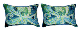 Pair of Betsy Drake Octopus Large Pillows 15 Inch x 22 Inch - £70.46 GBP