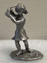 Vintage Rawcliffe Pewter Woman Playing Golf P. Davis Pewter Figurine 1980 Signed - £8.69 GBP
