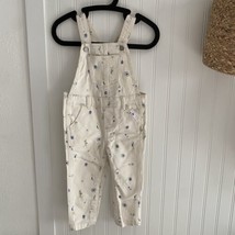 Old Navy Girls Toddler Blue Floral Print Denim Pant Overalls with Snaps ... - $16.50