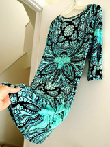 Ladies Dress Size M Jewel Tone Artsy Print Tapered Spandex Blend $65 Value NWOT - £11.47 GBP