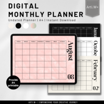 03 Arti.W+｜Undated Monthly Planner A4 (Dark Paper Texture) - £2.36 GBP