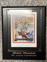 Stan Musial Signed Cardinals Autographed HOF Baseball Art Poster Card Framed - £86.73 GBP