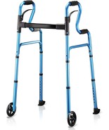 Folding Walker with 5&quot; Front Wheels for Seniors Elderly,Height Adjustabl... - $54.29 CAD
