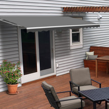 ALEKO Retractable Patio Awning 13 X 10 Ft Deck Sunshade Canopy Grey Color - £340.25 GBP