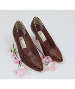 QS International Brown Snake Skin Pumps US-7B - $272.54 MXN