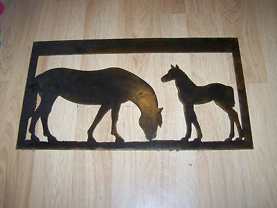 Plasma Cut Metal Wall Art Western Decor Horse Mare & Foal Custom Made Ironwork  - £98.32 GBP
