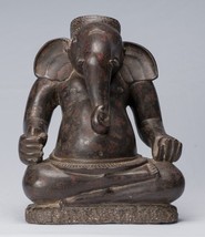 Sentado Ganesh - Antigüedad Bayon Estilo Piedra Estatua - 34cm/35.6cm - £2,049.31 GBP