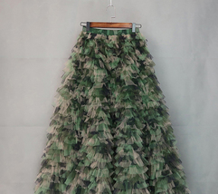 Army Print Layered Tulle Skirt Outfit Women Custom Plus Size Tulle Maxi Skirt image 6