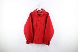 Vintage 70s Woolrich Mens 16 Distressed Mackinaw Wool Jac Shirt Jacket Red USA - £63.26 GBP