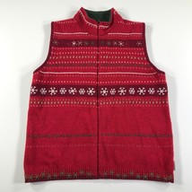Woolrich Sweater Womens Medium Red White Snowflakes Fair Isle Christmas Wool - £27.53 GBP