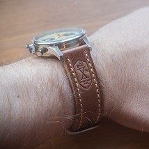 Premium Quality Thick Italian Leather Handmade Watch Strap 20mm Flottiglia Brown - £19.67 GBP