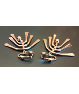 Avon Wind Chimes Clip On Earrings Modern Bold Silvertone Nickel Free VTG... - £15.51 GBP