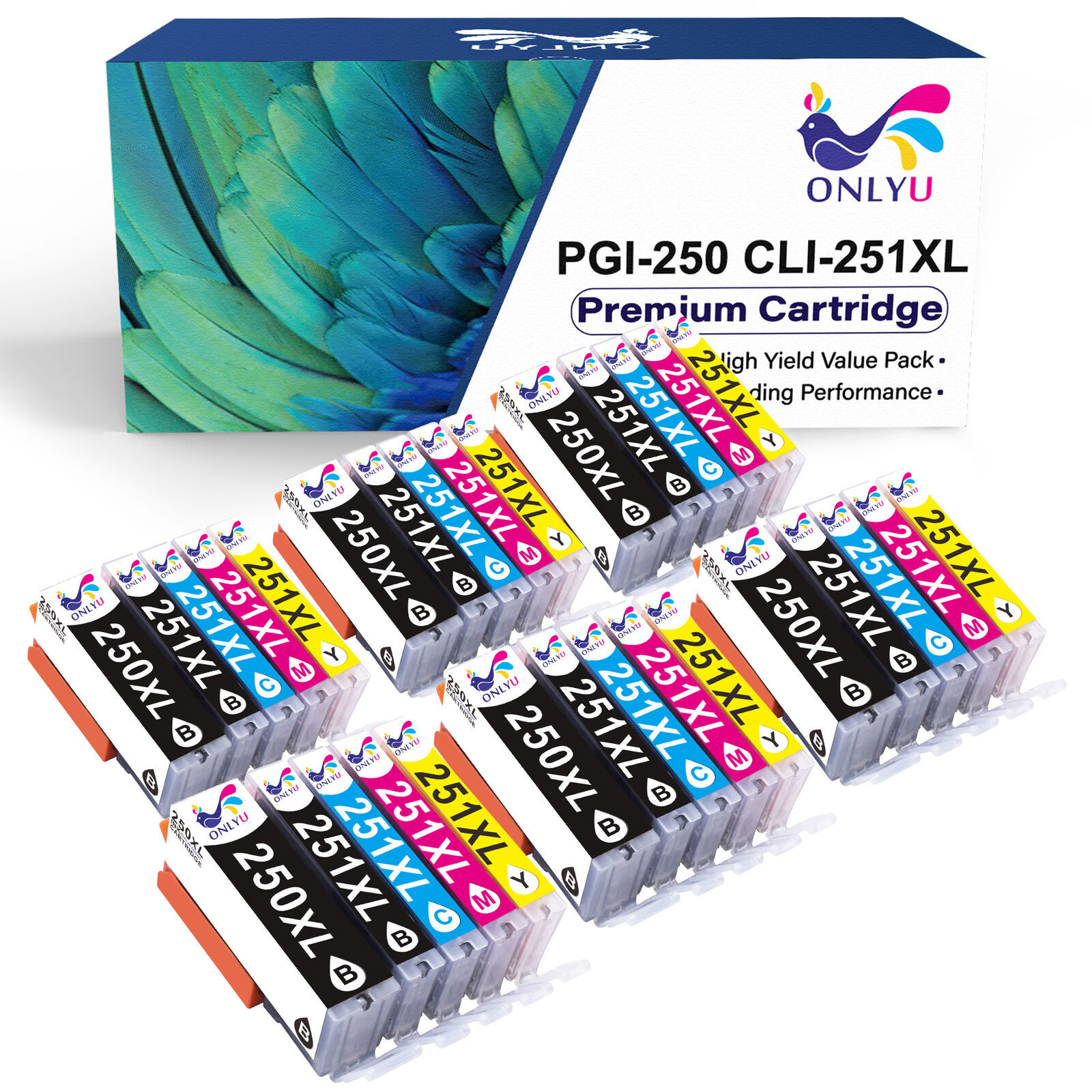 30 Compatible Ink Pgi-250Xl Cli-251Xl +Chip For Canon Pixma Mg7120 Mg6620 Mg5420 - £31.62 GBP