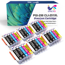 30 Compatible Ink Pgi-250Xl Cli-251Xl +Chip For Canon Pixma Mg7120 Mg662... - £31.41 GBP