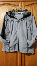 KIM ROGERS Gray Windbreaker Long Sleeve Zip Front Jacket ~ Size Medium - £10.03 GBP