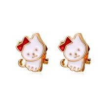 New Arrival Sweet Cat Moon Shape On Earrings Without Piercing For Girls Party Cu - £10.56 GBP