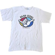 Mens Size M/L Hang Loose Hawaii Surfer Graphic Tee White Cotton Graphic ... - $28.93