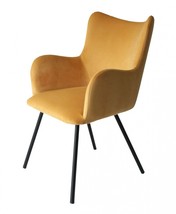 Yellow Curvy Velvet and Black Modern Dining Chair - $401.49