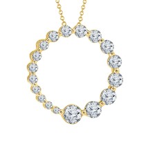 2 CT Gradué Véritable Moissanite Pendentif Cercle Collier 14K or Jaune Plaqué - £83.42 GBP