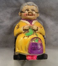 VINTAGE PIGGY BANK KNITTING GRAND MOM IN ROCKING CHAIR - RETIREMENT FUND... - $9.90