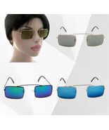 Vintage Retro Rectangle Sunglasses Mens Womens Mirrored Lens UV400 Fashion - $274.59 MXN