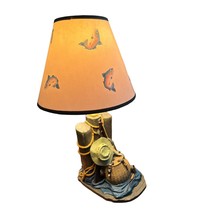 Vintage Resin Fishing Themed Table lamp With Fish Shade 15&quot; Gone Fishing - £31.84 GBP