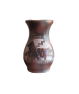Navajo Relief Etched Painted Brown Bear Vase Landscape SIGNED 7.25&quot; Brow... - $443.79 MXN