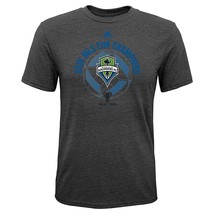 NWT MLS Seattle Sounders Boys Size XL (18) Short Sleeve Charcoal Color Tee Shirt - £12.62 GBP