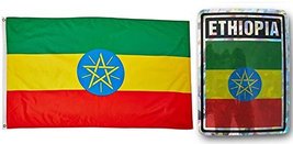 Wholesale Combo Set Ethiopia Country 3x5 3x5 Flag and 3&quot;x4&quot; Decal Fade Resista - £6.09 GBP