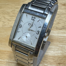 ESQ Swiss Quartz Watch Unisex Silver Rectangle Small Second New Battery 6.5&quot; - £30.25 GBP